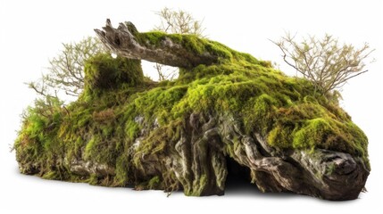 Moss-Covered Ancient Log with Miniature Trees
