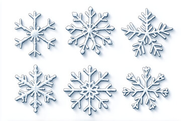 Unique snowflake designs showcase intricate patterns and delicate shapes, perfect for winter themes and seasonal decorations. Each snowflake is distinct, adding charm to any project
