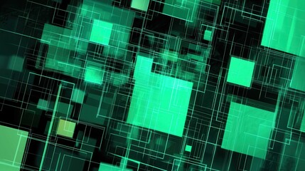 Obraz premium Futuristic Digital Technology Wallpaper with Green and Blue Matrix Pattern Vector Illustration