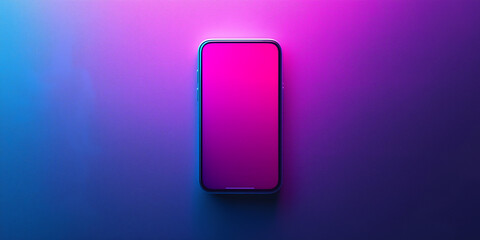 A minimalist abstract background featuring a smartphone with an indigo to pink gradient