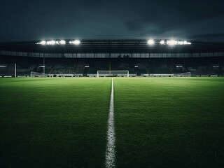 Fototapeta premium Constructed soccer field covered with durable artificial grass suitable for year-round play