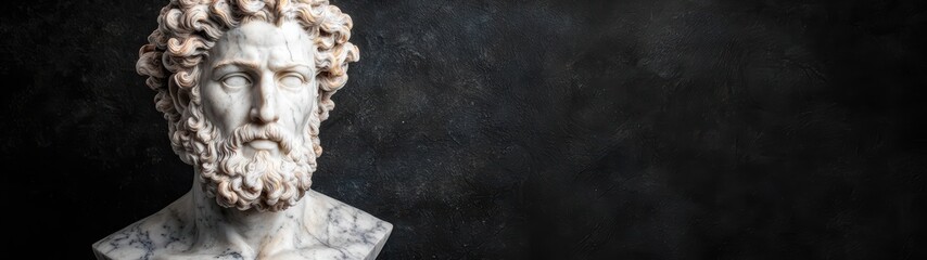 ancient marble bust of a man with curly hair