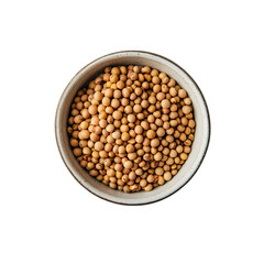 Soybeans in bowl isolated on white background
