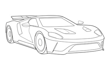 Outline car vector drawing concept design.Vehicle outline sketch illustration isolated on white background.car line art for coloring book.Car icon set.Transport symbol.Vector illustration.