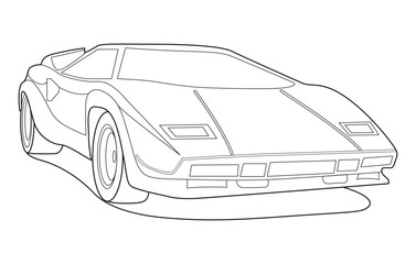 Obraz premium Outline car vector drawing concept design.Vehicle outline sketch illustration isolated on white background.car line art for coloring book.Car icon set.Transport symbol.Vector illustration.