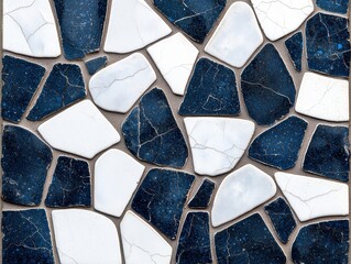 Decorative stone tile pattern with blue and white colors