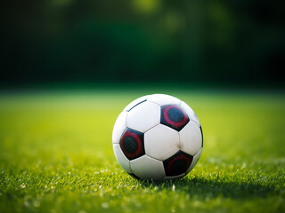 Obraz premium Soccer player runs at speed on green artificial turf towards football match or training