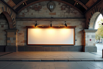 Blank board mock up old bus station