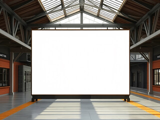 Blank board mock up old bus station