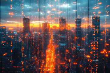 Fototapeta premium Illuminated Avenue at Dusk