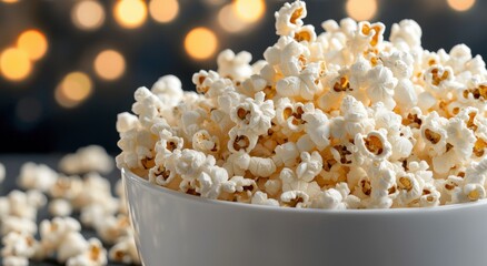 Delicious popcorn in a white bowl