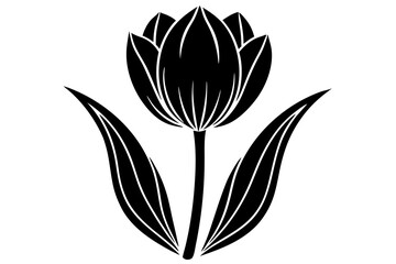 Creative Tulip Silhouette Art on White Background