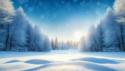 Fototapeta premium winter background of snow and frost with landscape of forest