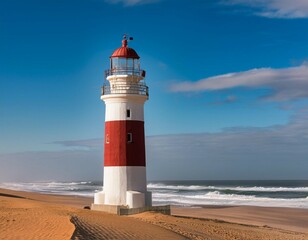 Fototapeta premium red and white lighthouse landmark in swakopmund namibia africa