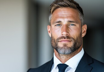 Confident businessman with beard and suit