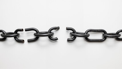 Obraz premium In a stark setting, fragmented chains rest on a smooth surface, representing the process of overcoming struggles and fostering resilience through healing. The concept of personal growth and healing.