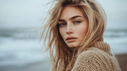 ragazza e mare d'inverno