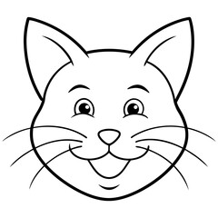 Happy Cat Face on White Background