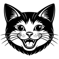 Happy Cat Face on White Background