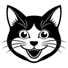 Happy Cat Face on White Background