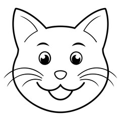 Happy Cat Face on White Background