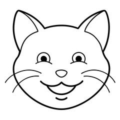 Happy Cat Face on White Background