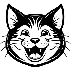 Happy Cat Face on White Background