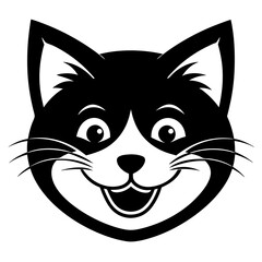 Happy Cat Face on White Background