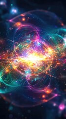 Abstract Cosmic Background with Colorful Light Effects Representing Energy, Motion, and Particle Dynamics in a Vibrant Universe Scene