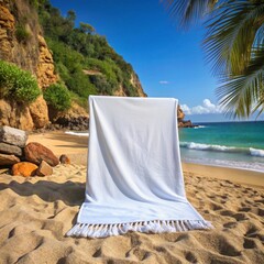 White beach towel blank mockup