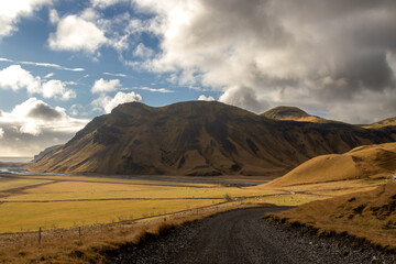Mountains and landscape in Katla geopark, Iceland