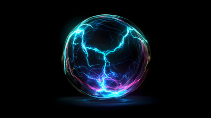 Glowing plasma ball lightning abstract background, plasma, ball, lightning, abstract, glowing, energy, electricity, colorful. Plasma. Illustration