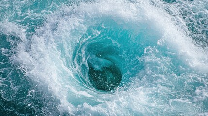 Captivating Ocean Swirl: Dynamic Turquoise Water Creating hypnotic Patterns and Waves in a Serene Marine Environment for Inspiration and Relaxation