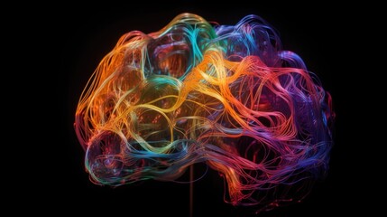 Abstract Brain Visualization: A Symphony of Colors and Connections