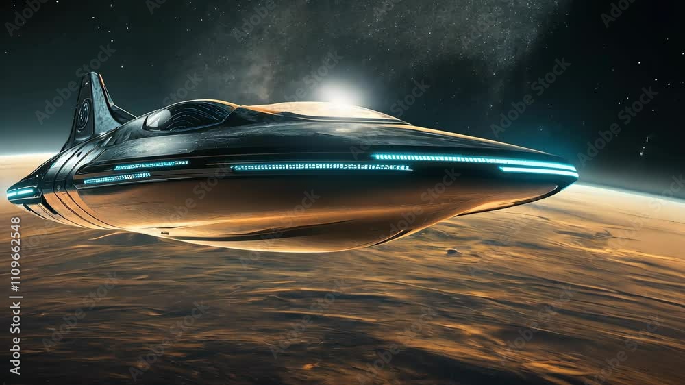 Poster Spacecraft exploration of distant worlds in a sleek and futuristic design showcasing advanced technology and cosmic wonders