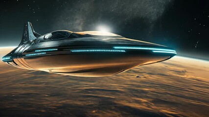 Spacecraft exploration of distant worlds in a sleek and futuristic design showcasing advanced technology and cosmic wonders