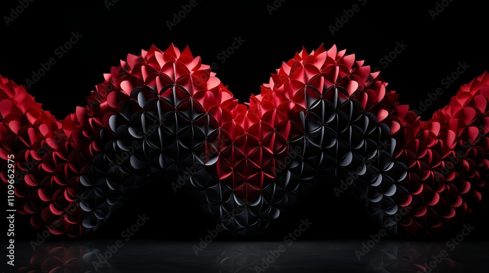 Poster intricate red and black display creates captivating visual wave pattern. generative ai