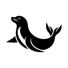 Obraz premium Simple Vector Icon of a Galápagos Sea Lion – Logo Design Illustration
