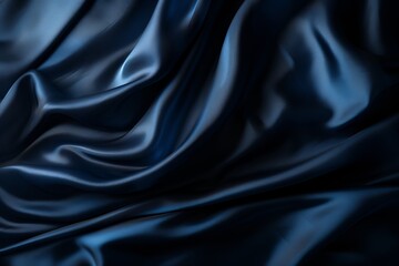 Fototapeta premium Luxurious dark blue satin fabric draped elegantly across a surface. Generative AI