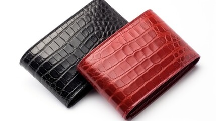 Luxury Crocodile Leather Wallets: Black and Red