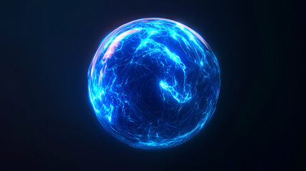 Fototapeta premium A digital representation of a vibrant electric blue plasma sphere. autogenerated. Plasma. Illustration