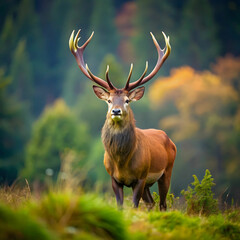 red deer in the nature habitat during the deer rut