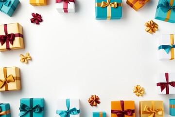 Colorful gifts arranged artistically for a festive celebration. Generative AI