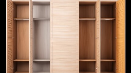 Modern Wooden Wardrobe Interior Design: Empty, Open Doors