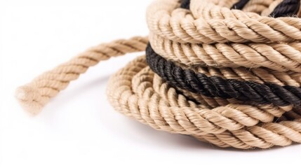 Fototapeta premium Close-up of Beige and Black Rope Coils