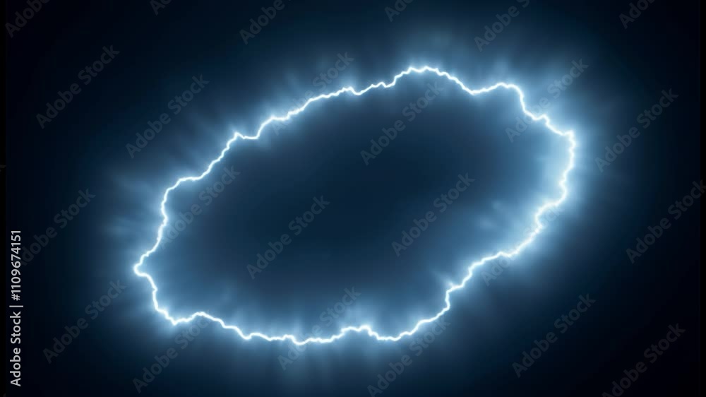 Poster white abstract plasma lightning ring with glowing particles swirling in dark sky fantasy concept art