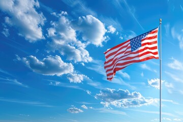 Fototapeta premium American flag on the blue sky
