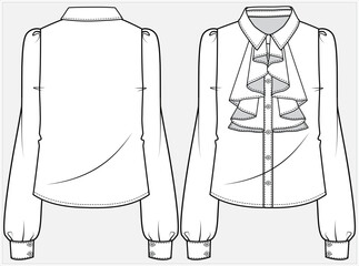 LONG SLEEVES FORMAL CORPORATE WEAR SHIRT WITH CASCADE DESIGNED FOR WOMEN IN VECTOR FILE © JUSTDZINE