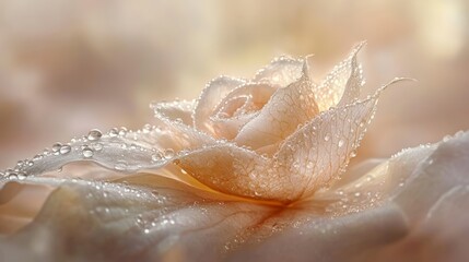 Fototapeta premium Delicate, dew-kissed rose petals, soft light.