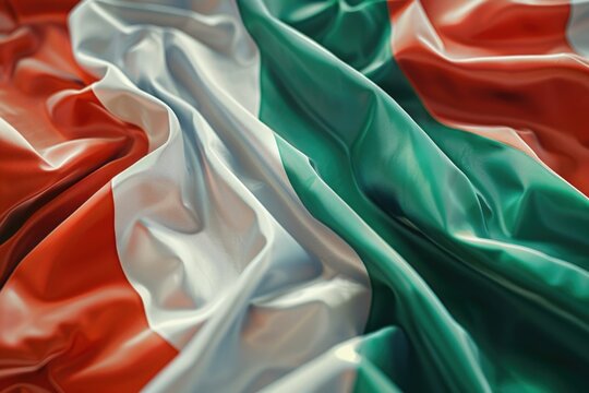 Italian flag waving in the wind close up.